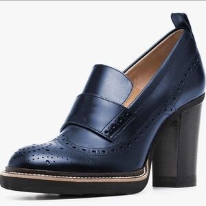 YDN Women Chunky High Heels Round Toe Oxford Loafer   Shoe Size 7.5